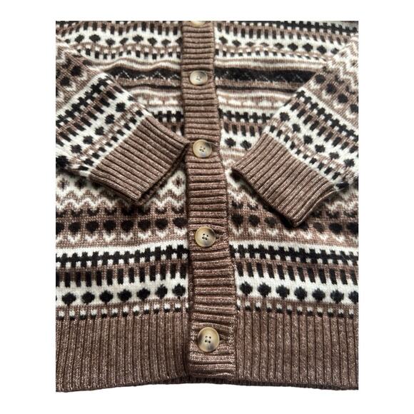 UpWest Cardigan Sweater Mens Lg Shawl Collar Wool Blend Fair Isle Cozy Grandpa - Picture 9 of 10